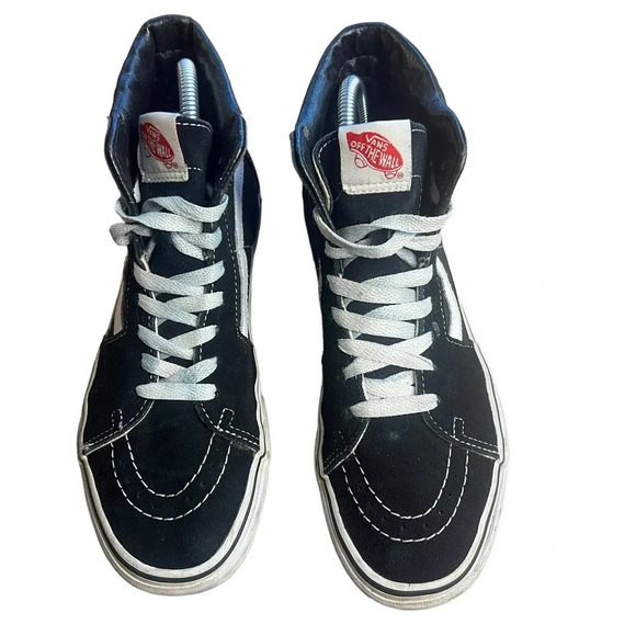 Vans Sk8-Hi Black Suede High Top Rose Embroidered Unisex Sneakers M6.5 / W8.0 - Picture 4 of 10